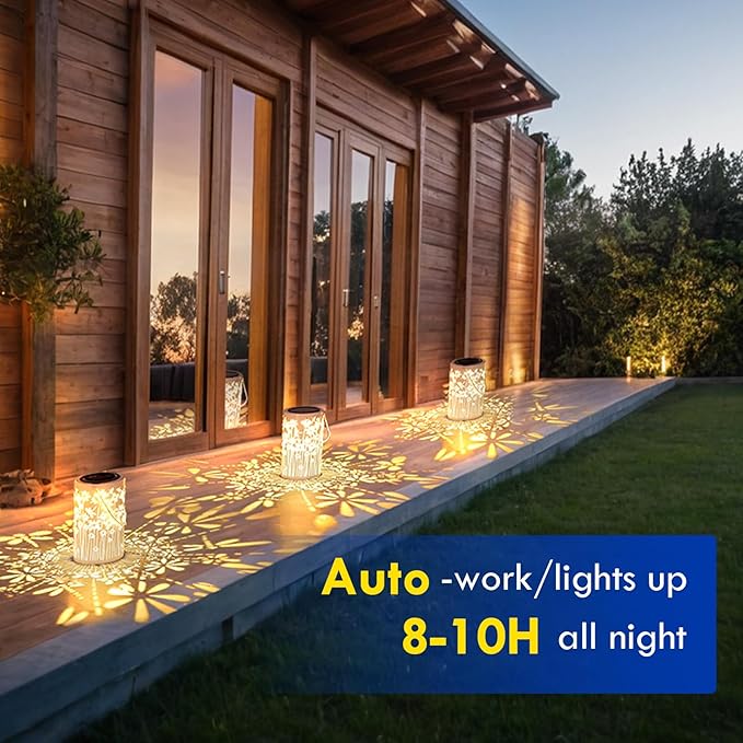 Solar Lanterns Outdoor Waterproof, Butterfly Hanging Solar Outdoor Lantern Birthday Gifts for Women White 1000MAH Solar Lights for Outside, Yard, Pathway, Patio, Garden Decor