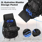 MoKo Hiking Backpack, 40L Large Capacity Camping Backpack with Multiple Pockets, Tear-Resistant Travel Daypack for Men Women, Packable and Lightweight Hiking Daypack for Travel Camping Outdoor, Black