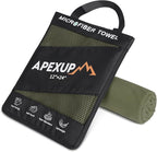 APEXUP Microfiber Travel Towel, Ultra Absorbent Quick Dry Towels, Lightweight Gym Sports Camping Towel for Workout, Yoga, Beach, Shower, Swimming (24"×12", Army Green)