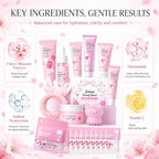 Japan Sakura Skin Care Set For Teen Girls, Skincare For Girls 10-12, Skin Care For Teens 10-12, Japanese Cherry Blossom Skin Care For Kids, Birthday & Mothers Day Gifts 30PCS