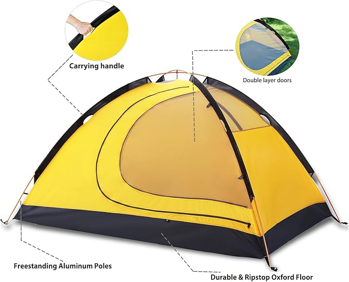 GEERTOP Ultralight 2 Person Backpacking Tent 4 Season Waterproof Camping Tent Double Layer Cold Weather Easy Set Up Tents for Family Camp, Hiking, Hunting Outdoor Mountaineering Travel