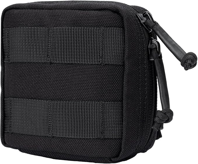 Small MED Kits Holder Duty Belt Gloves Pouch MOLLE Tactical Vest Nasal Spray Case Compact IFAK Carrier Backpack Wallet Cards Knife Gadgets Mini EDC Organizer Bag w/Removeable Clear ID Pocket