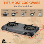 Propane Stove 2 Burner Gas Stove Top, 27200 BTU High-Efficiency LPG Metal Cooktop With Auto Ignition, CSA Regulator and Hose, Perfect for Outdoor Kitchen, Camping, RV & Emergency Cooking