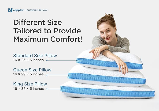 Side and Back Sleeper Pillow for Neck and Shoulder Pain Relief-Shredded Memory Foam Bed Pillow for Sleeping - 100% Adjustable Fill - Queen Size - Set of 2 - Washable Case. Extra Fill Included