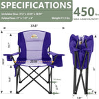 Colegence Heavy Duty Camping Chair for Adults, Oversized Foldable Outside Camp Chairs Carry Bag Included, with Cooler Bag Cup Holder, Side Pocket for Lawn,Sport,Outdoor,Deep Purple