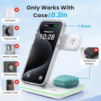 WAITIEE Wireless Charger for iPhone 16 15 14 13 12 11 X 8, 3 in 1 Charging Station for Apple Watch 10/9/8/7/6/5/4/3/2/SE/Ultra/Ultra 2 & for AirPods 4/3/2/Pro/Pro 2(White)
