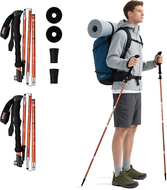 Trekking Poles Collapsible Hiking Poles - Trekking Sticks with Quick Lock System Lightweight for Hiking, Camping