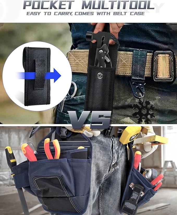 BIBURY 12 in 1Multitool Hammer with Snowflake Tool, Survival Gear Outdoor Multi Tool with Safety Lock, Hammer Multitool for Outdoor, Camping, Hiking,Husband, Boyfriend