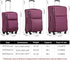 Hanke 3 Piece Luggage Sets Softside Expandable Carry On Luggage Set Travel Suitcase Sets with Spinner Wheels TSA Approved Luggage(Purple, 20in/24in/28in)