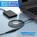 3 Pack USB Extension Cable 2 FT, Short USB 2.0 Type A Male to Female Extender Cord Adapter, Compatible with Printer, Keyboard, Mouse, Flash Drive, Hard Drive, Controller, Black Cable with 5 Cable Ties