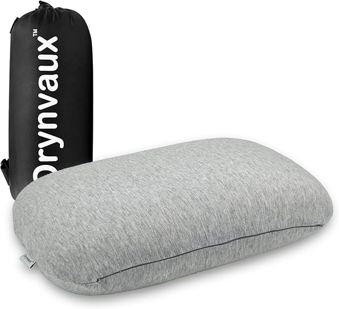 Memory Foam Camping Pillow - Lightweight & Portable Small Travel Pillow for Airplane & Train Travel, Camping, Backpacking, Removable Washable Cover, Easy to Clean, Includes Storage Bag