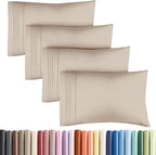 Pillowcases - Ultra Soft Hotel Quality Pillowcase Covers - Comfy, Cozy & Wrinkle Free - Shrinkage and Fade Resistant - Machine Washable Pillow Protectors - (Queen, Wheat, 4 Piece Set)