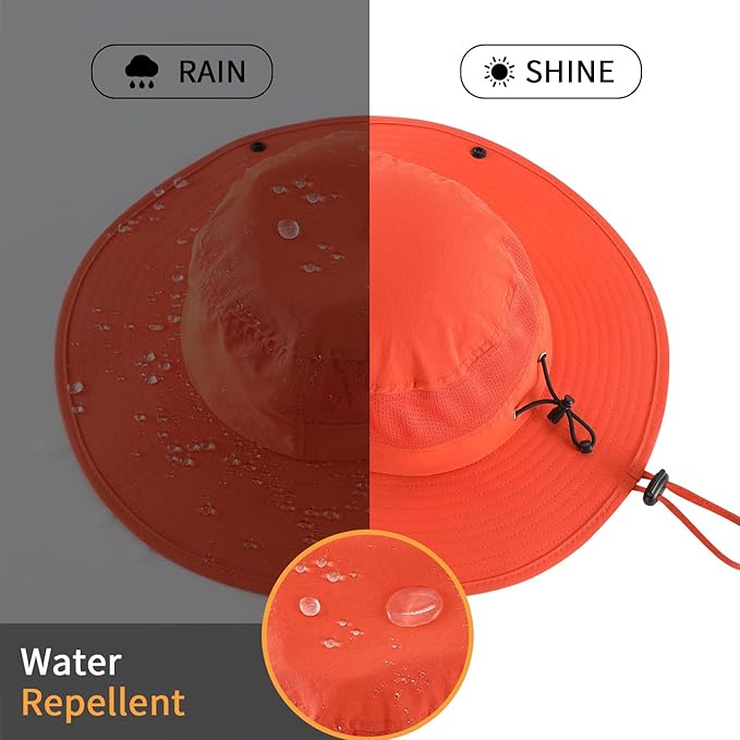 Home Prefer UPF50+ Mens Sun Hat Wide Brim Womens UV Protection Beach Bucket Hat for Fishing Hiking Snap Up Cowboy Hat