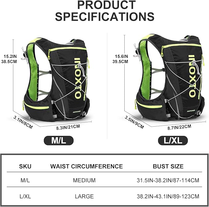 INOXTO Hydration Vest Backpack,Lightweight Water Running Vest Pack with 1.5L Water Bladder Bag Daypack for Hiking Trail Running Cycling Race Marathon for Women Men