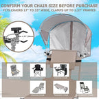 Universal Chair Umbrella Canopy, UPF 50+ Sun Shade with Adjustable Clamp, Fits Most Brands’ Beach, Camping, Lawn, Tanning, Zero Gravity, Lounge & Fishing Chairs, Patent Design
