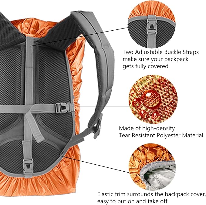 Frelaxy Waterproof Backpack Rain Cover, 10000mm Waterproof Level, Upgraded Ultra-Strong Multilayer Structure, Antislip Cross Buckle Strap, Ultralight Compact Portable, for Hiking, Camping, Traveling