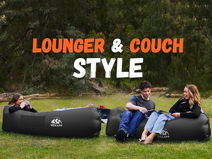 WEKAPO Inflatable Sun Lounger, Air Sofa, Hammock, Portable, Waterproof and Leak-Proof, Ideal for Backyard, Beach, Travel, Camping, Picnics and Music Festivals