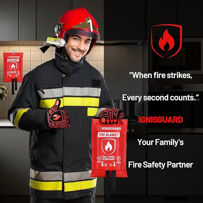 Emergency Fire Blanket for Home and Kitchen, 4-Pack 40"x40", Fiberglass Fire Blankets Emergency for Home BBQ Grill Camping Car Office Warehouse Picnic Fireplace Fireproof Survival Safety