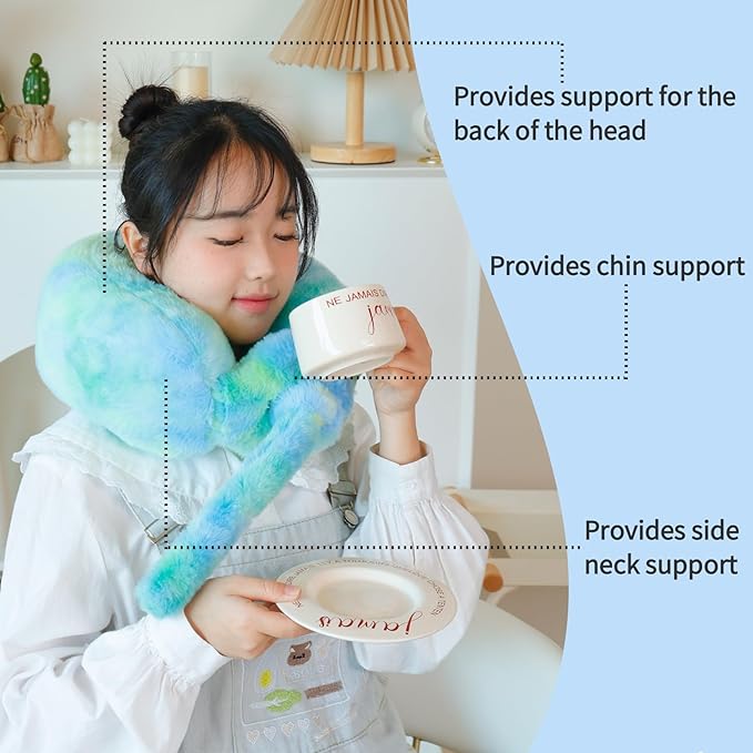 Travel Pillow Multifunctional Airplane Travel Neck Pillow Provides Neck and Lumbar Support During Travel Airplane Pillow Colorful Green