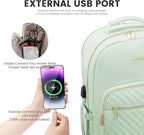 LOVEVOOK Laptop Backpack for Women 15.6 inch,Cute Womens Travel Backpack Purse,Professional Laptop Computer Bag,Waterproof Work Business College Teacher Bags Carry on Backpack with USB Port,Cyan Green