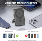 EKR for Magsafe Portable Charger,10000mAh PD20W Magnetic Wireless Power Bank,Fast Charging Battery Pack with Zinc Alloy Stand,Compatible with iPhone 16/15/14/13/12 Series,Samsung Android Series B