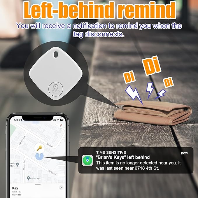Tracker Tags-4 Pack, Bluetooth Tracker Work with Find My (iOS Only), Smart Trakcer Tag Key Finder and Item Locator with Lanyard, Tracker Tag for Keys, Luggage Replaceable Battery