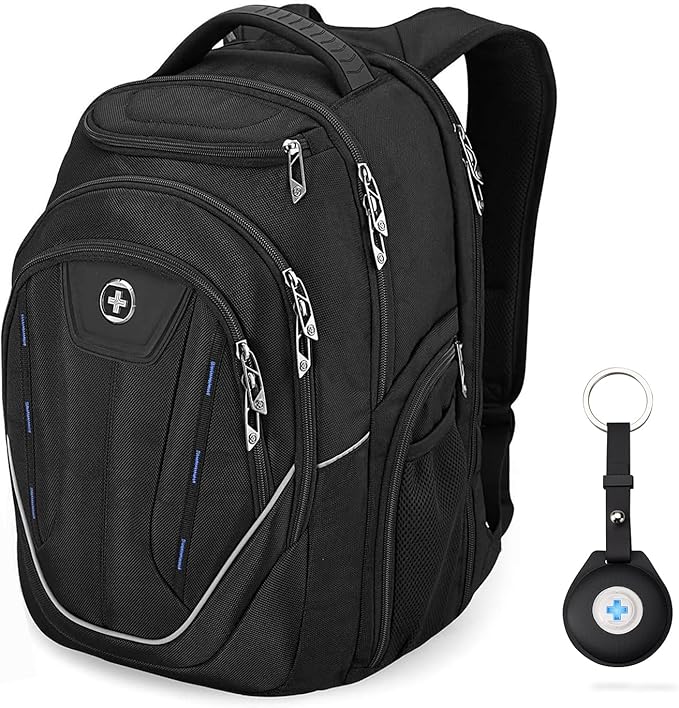 Swissdigital Design TSA Business Laptop Backpack For Men with Apple Find My,Travel Backpack With USB Charging Port,RFID Pockets Presents For Men Fits 15.6 Inch Computer | J16BT9508F-1