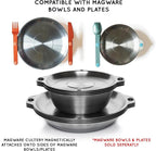 FULL WINDSOR - MAGWARE Magnetic Camping Cutlery Set - Travel Utensils for Camping, Cooking, and Outdoor Dining - Knife, Fork & Spoon - Portable Silverware with Pouch for Backpacking - Orange (3 PCS)