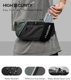 WATERFLY Fanny Pack Waist Bag: Hiking Water Bottle Holder with Strap Waist Pack for Women Men Hydration Hip Packs for Running Walking Traveling-Black & Gray