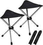 REDCAMP 2 Pack Ultralight Camping stools with Retractable Legs, Portable 3 Legged Tripod Camping Stools for Adults Fishing Backpacking Hunting, Black