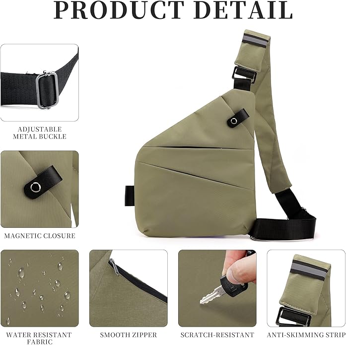 Anti Theft Crossbody Travel Bag for Women Men,Multi-pocket Crossbody Bag,Slim Sling Bag with Adjustable Strap