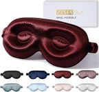 ZIMASILK Adjustable 22 Momme 100% Pure Mulberry Silk Sleep Mask, 3D Contoured Cup Eye Mask for Sleeping, Super Soft Breathable Blindfold, Perfect Blocks Light for Sleeping (Burgundy)
