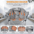 LILYPELLE Oversized Heated Camping Chair, Patio Lounge Chairs with 3 Heat Levels, Portable Folding Heated Chair Round Moon Saucer Folding Lawn Chair Outdoor Chair for Camping, Lounge Patio
