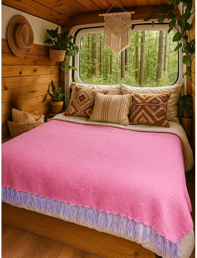 Open Road Goods Solid Color Mexican Yoga Blanket – Large Handwoven Throw for Yoga, Beach, Camping or Home – Soft and Durable Cotton Blend