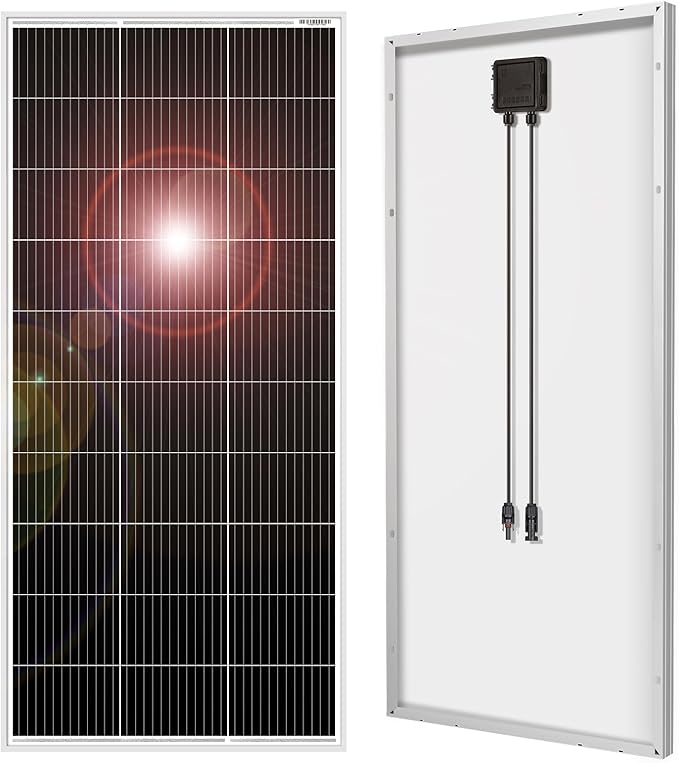 DOKIO 200W Monocrystalline Solar Panel 12V, 12BB Half-Cell High Efficiency Glass Module with Aluminum Frame, MC4 Connector, Pre-Drilled Holes for RV, Boat, Roof, Off-Grid Power