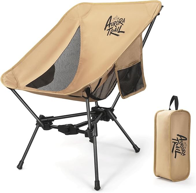 Ultralight Backpacking Chair,2.2lb Compact Folding Camping Chair,Supports 300lbs,Portable Travel & Hiking Chair,Lightweight Design,Perfect for Hiking Gear, Picnics and Traveling (Khaki)