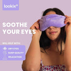 Weighted Lavender Eye Mask - Microwavable Sleep Mask with Natural Lavender & Flaxseed for Stress Relief, Headaches, Dry Eyes, Migraine Relief - Adjustable Strap, Soft & Reusable