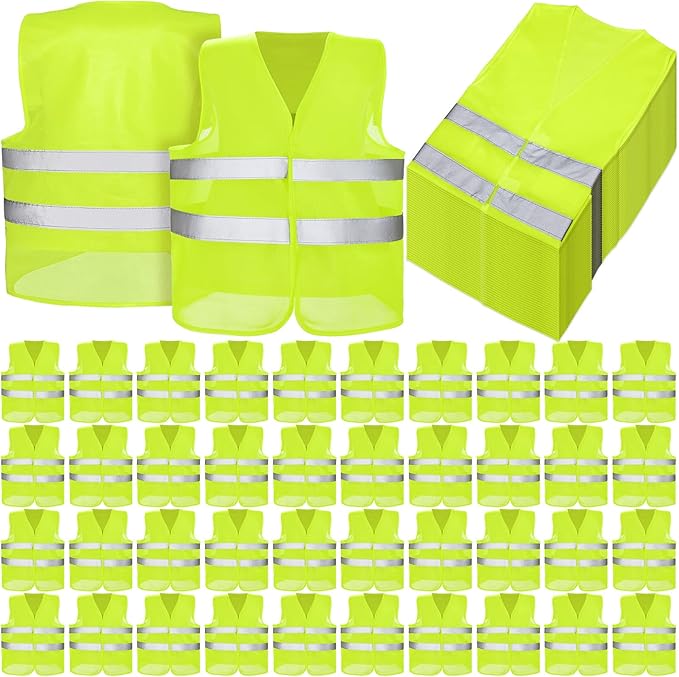 JaGely High Visibility Safety Vest Bulk Reflective Mesh Security Vest for Men Women Work Cycling Runner Neon
