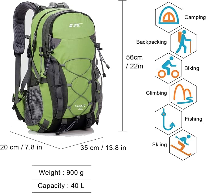 Diamond Candy Waterproof Hiking Backpack for Men and Women, Lightweight Day Pack for Travel Camping