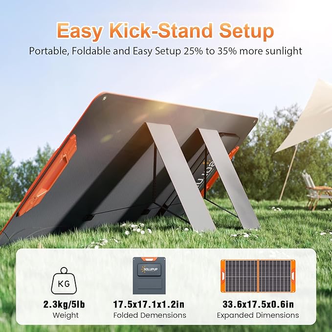 60W Portable Solar Panel for Power Station, 19.8V Foldable Solar Charger with DC/XT60/Anderson Cable & QC3.0 USB Outputs, 23% High Efficiency IP65 Waterproof 2 Kickstands for Outdoor Camping RV Trip