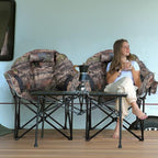 LILYPELLE Oversized Heated Camping Chair, Patio Lounge Chairs with 3 Heat Levels, Portable Folding Heated Chair Round Moon Saucer Folding Lawn Chair Outdoor Chair for Camping, Lounge Patio