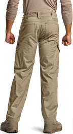 CQR Men's Flex Ripstop Tactical Pants, Water Resistant Stretch Cargo Pants, Lightweight EDC Hiking Work Pants