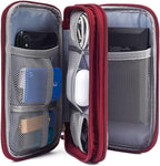 CAAORDKSO Electronic Organizer Travel Case, Cord Organizer Travel Cable Organizer Bag, Tech Pouch Accessories Carry Storage for Travel Essentials, Backpack, Business, Daily Commute (Wine Red,Large)