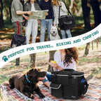 PetAmi Dog Travel Bag, Travel Pet Bag Organizer, Dog Food Travel Bag with Container Collapsible Bowls, Pet Travel Supplies Gift Accessories for Weekend Camping, Puppy Cat Diaper Bag, Black Medium