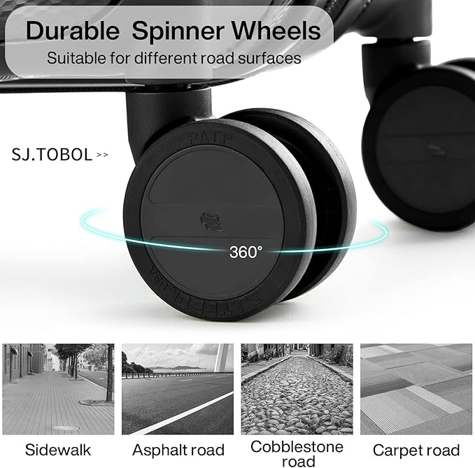 Hanke 29 Inch Luggage Suitcases With Spinner Wheels Lightweight PC hardside Rolling Suitcase With Travel Lock, Checked-Large 29-Inch(Jet Black)