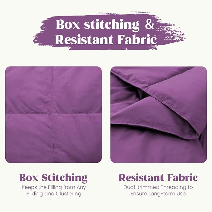 puredown® Lightweight Packable Couch Throw Soft Feather Down Throw Blanket for Indoor and Outdoor Use, 50"X70", Purple