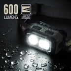 Mossy Oak 600 Lumens LED Headlamp, Dual Power Source, Motion Sensor Head Lamp with Magnetic Base, Stepless Dimming, Memory Mode for Camping, Running, Hiking