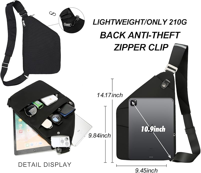 Anti Theft Crossbody Travel Bags for Women Men Cross Body Slim Sling Handbags with S Hook Antitheft