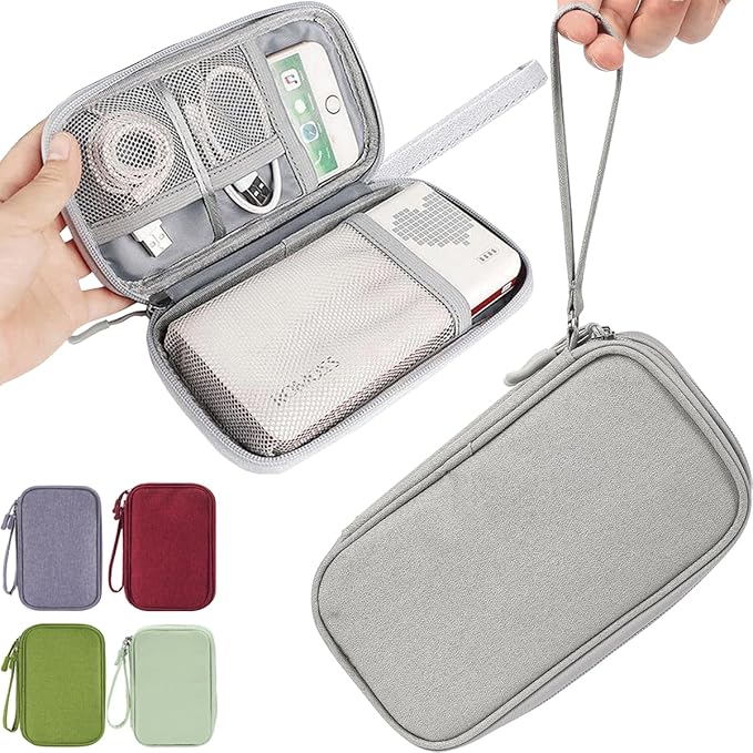 CAAORDKSO Cord Organizer Travel Cable Organizer Bag Tech Electronic Organizer Travel Case, Waterproof Electronic Accessories Pouch Bag for Cable, Cord, Charger, Phone, Power Bank, Earphone(Light Grey)