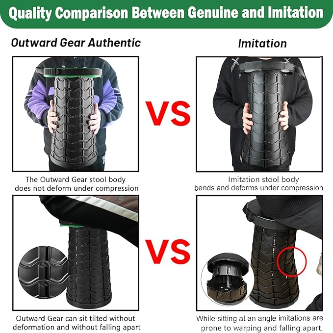 Collapsible Folding Stool Upgrade Heavy Duty 550lbs Load Capacity Foldable Portable Camping Stools Sturdy Retractable Telescoping Stool (Green)